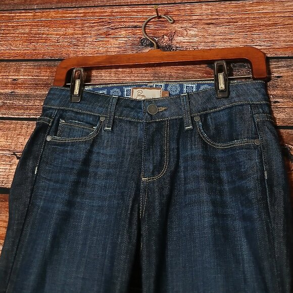 Paige Jeans Size 26 Robertson Low Rise Relaxed Wide Leg Flare Dark Wash USA Made - Picture 4 of 9